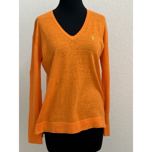 Ralph Lauren Sweaters - POLO RALPH LAUREN Women’s M/M Orange Linen Blend Preppy Lightweight Sweater